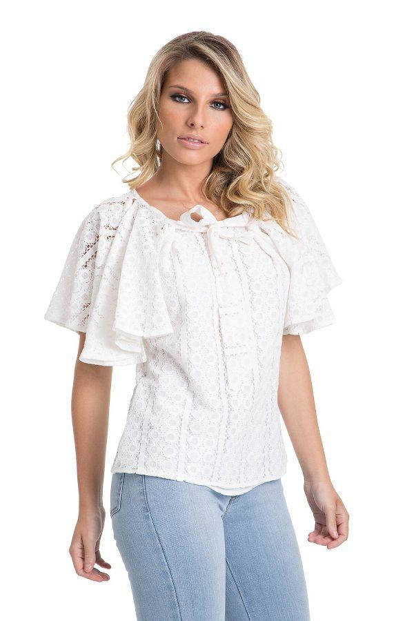 BLUSA ENCAJE CON LAZO