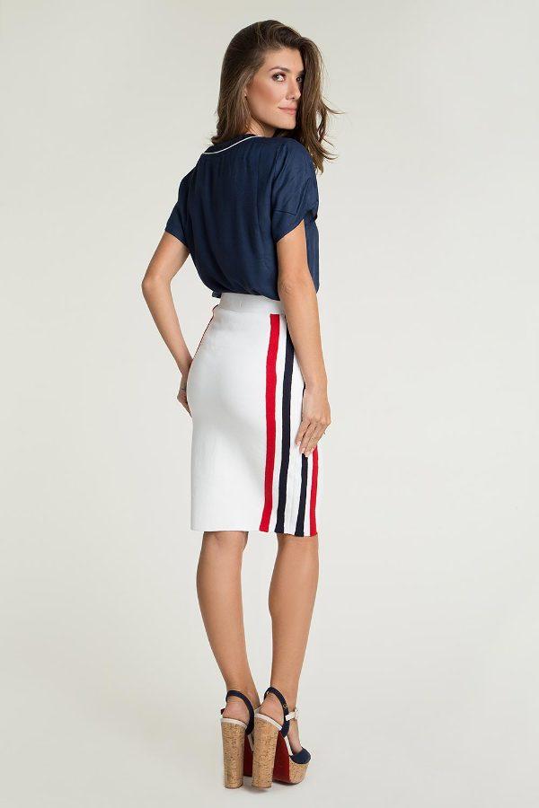 FALDA TRICOT BLANCA FRANJA LATERAL