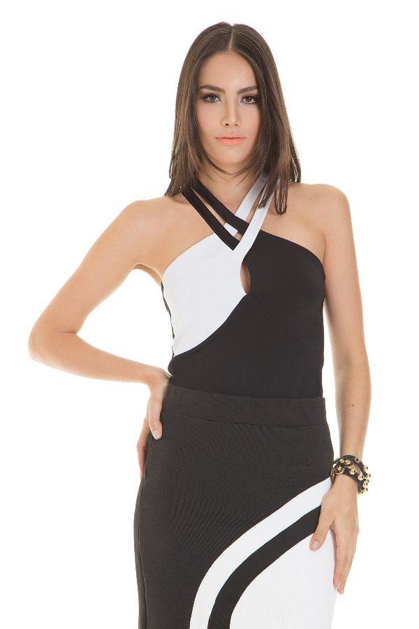 BODY CON TIRAS PERFORADAS