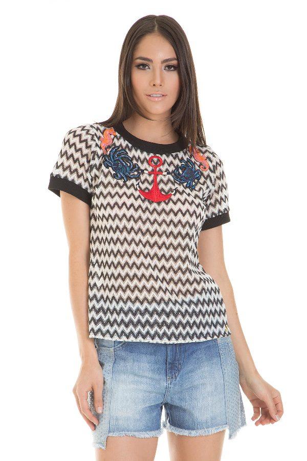 T-SHIRT ENCAJE Y ELÁSTICO