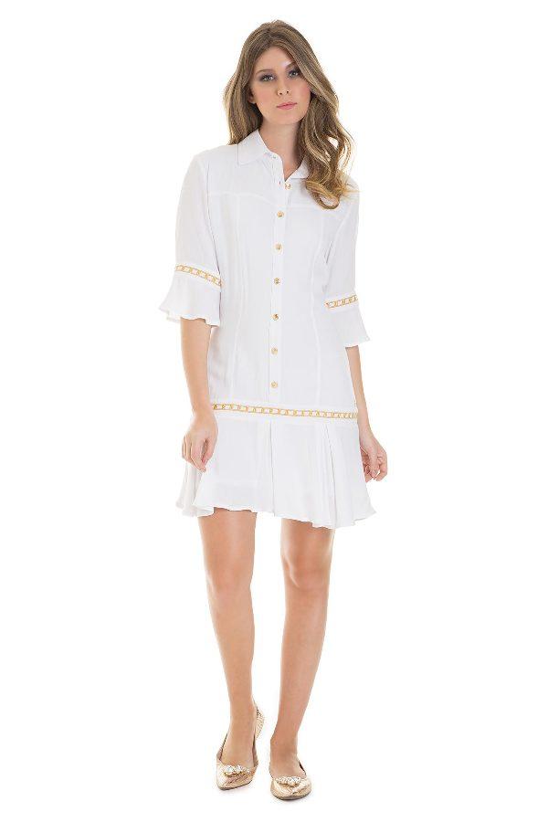 VESTIDO CHEMISE CON BORDADO