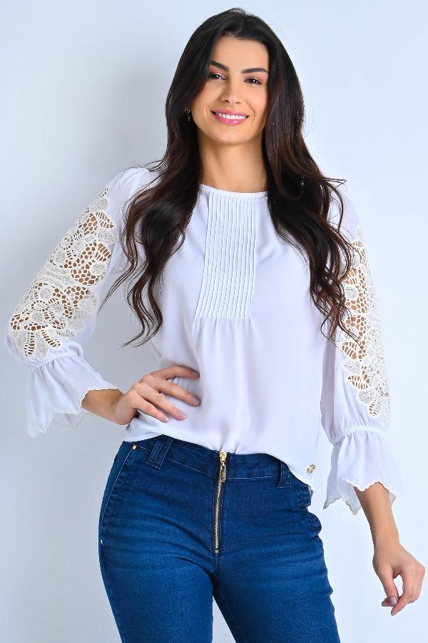 CAMISA CON MANGAS BORDADAS