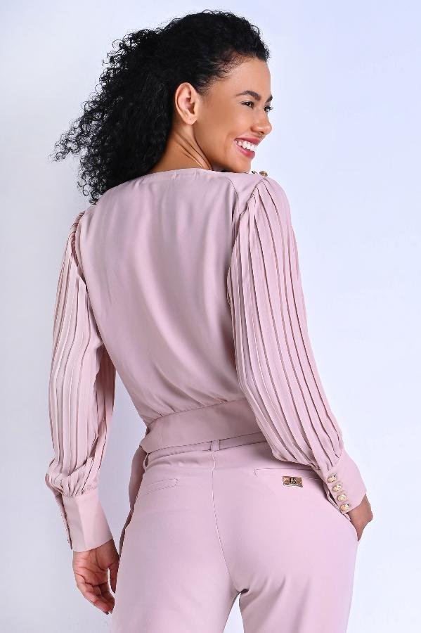 BLUSA MANGA PLISADA Y AMARRE