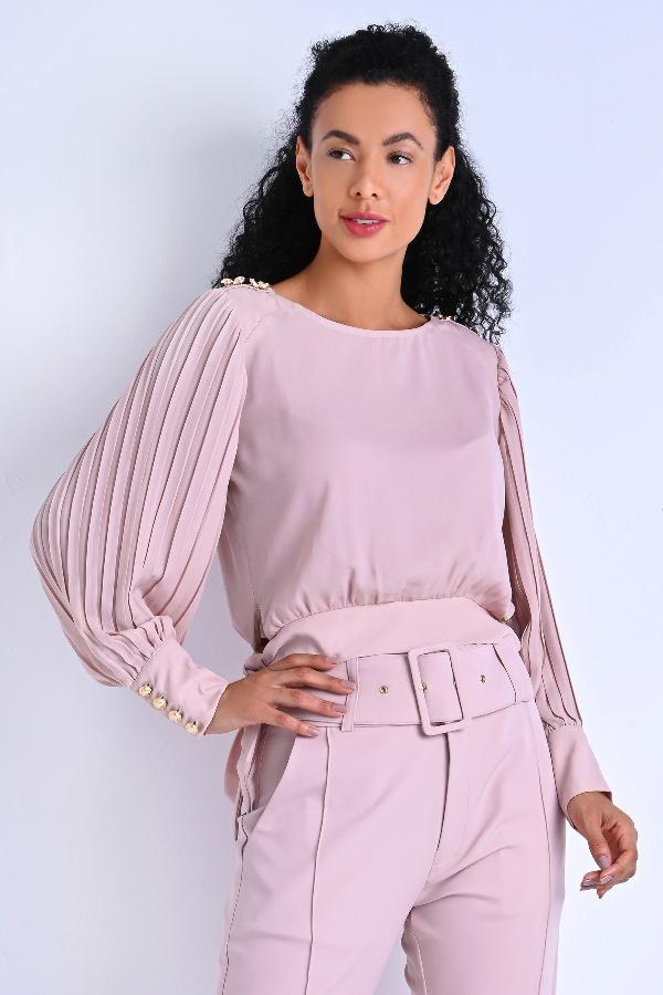 BLUSA MANGA PLISADA Y AMARRE