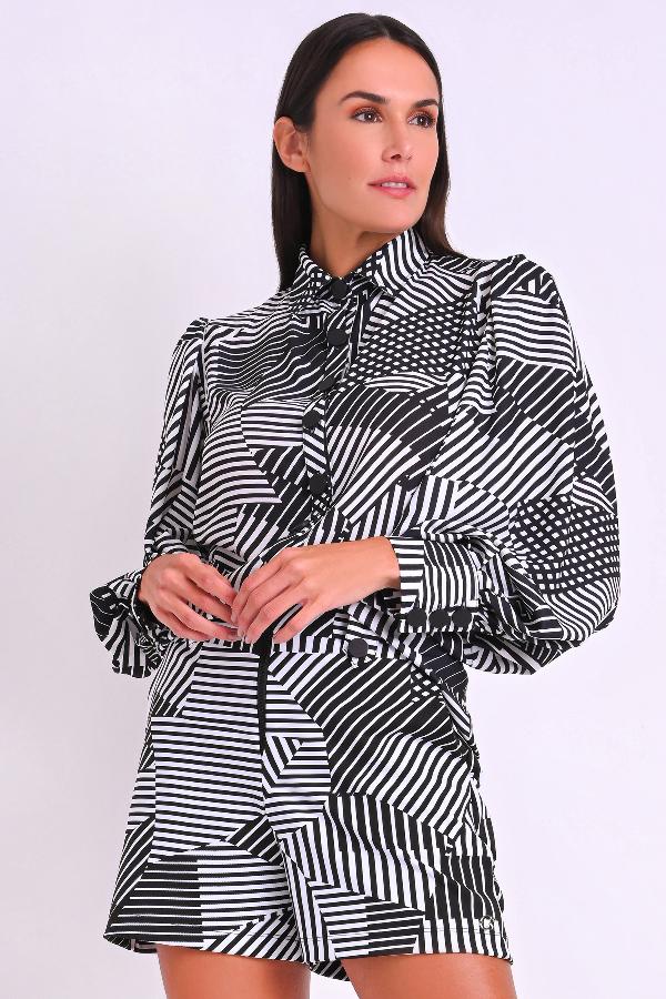 CAMISA MANGA BUFANTE ESTAMPADA