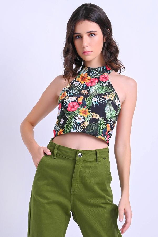 BLUSA CROPPED BASICA ESTAMPADA
