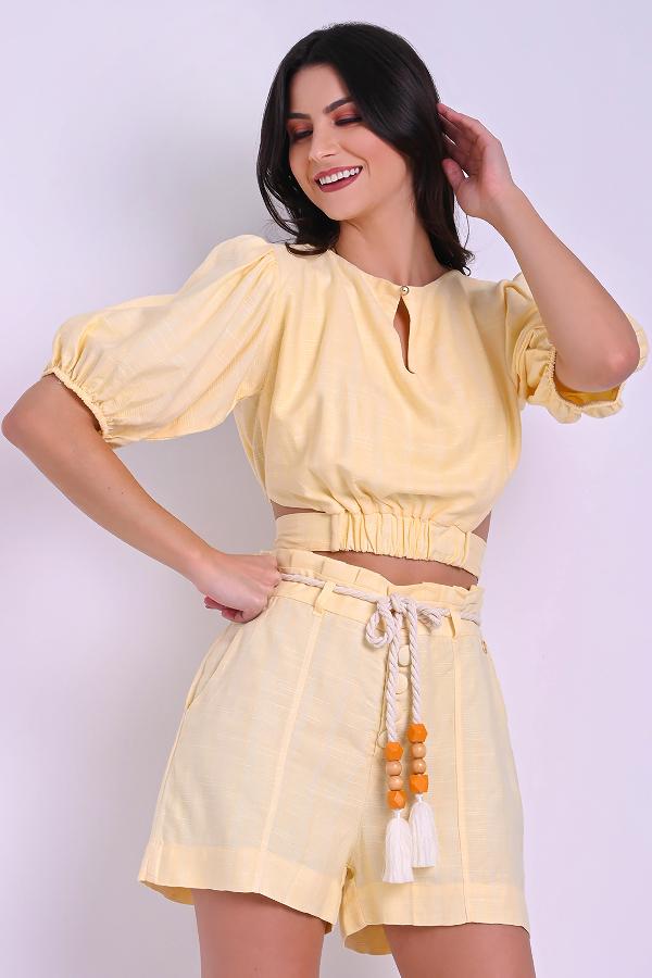 BLUSA CROPPED CON CINTA LAZO