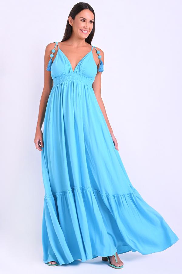 VESTIDO LONGO CON VOLANTES