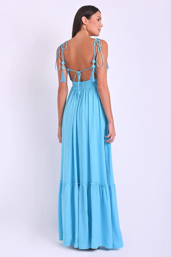 VESTIDO LONGO CON VOLANTES