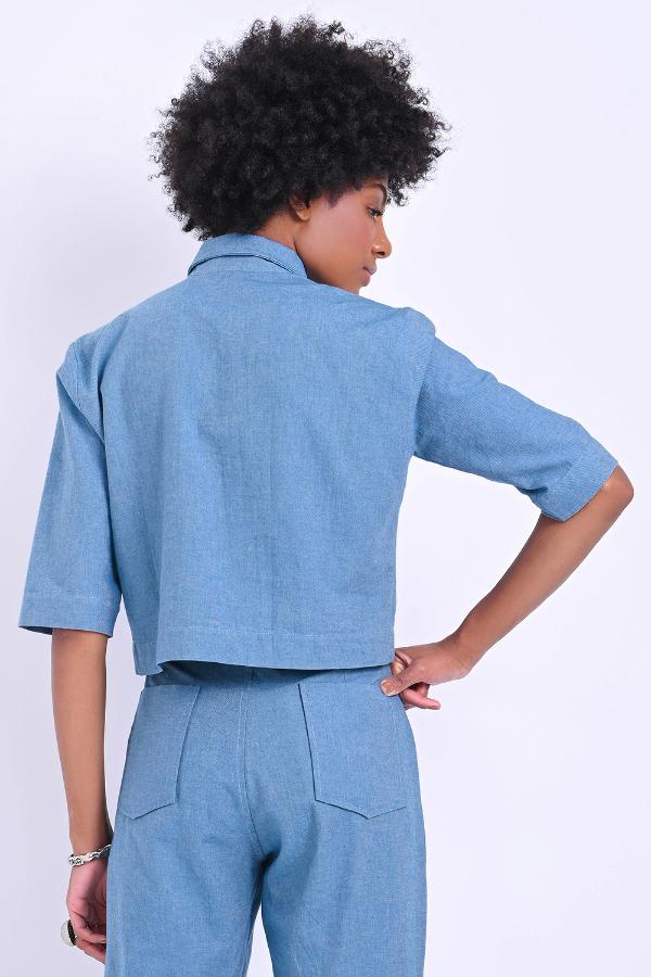 CAMISA CROPPED MAXI BOLSILLOS