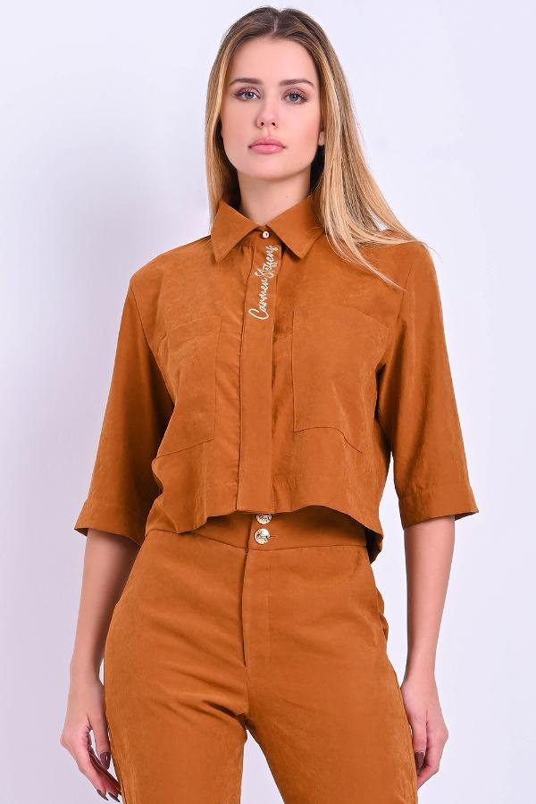 CAMISA CROPPED MAXI BOLSILLOS