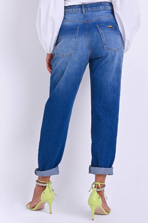 PANTALON CINTURA ALTA RECTA CON APLIQUES EN PERLAS