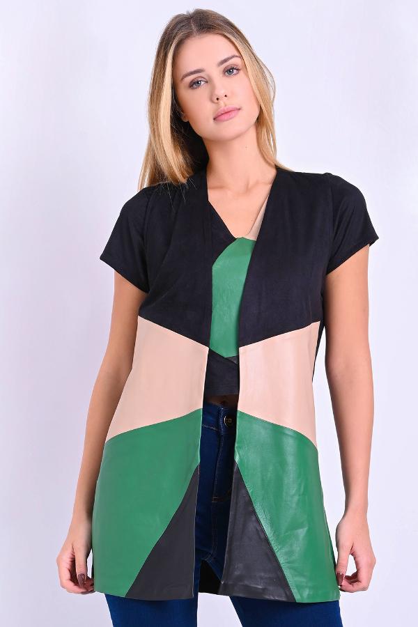 CHALECO CON RECORTES Y TEJIDOS COMPOSÉ