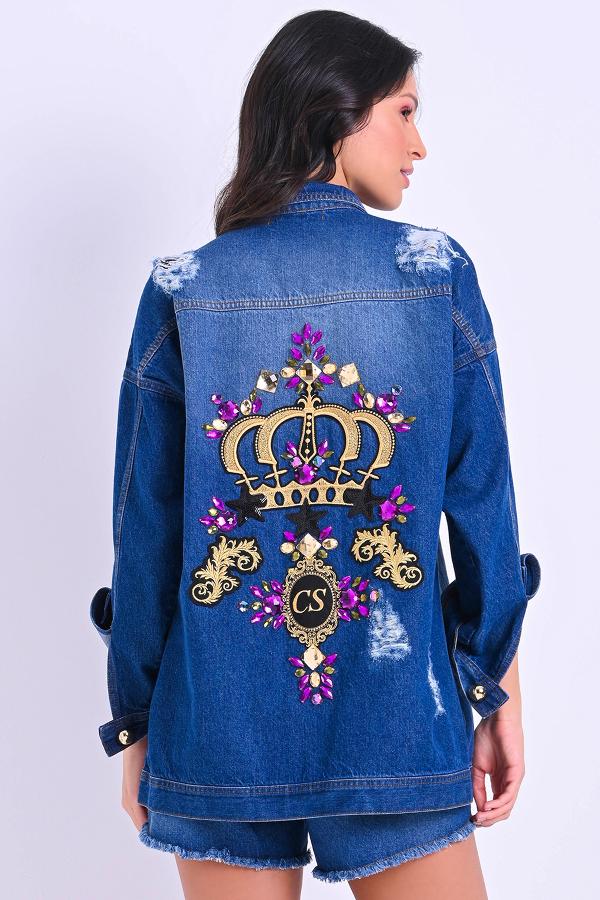 CHAQUETA CON APLIQUES Y PERLAS