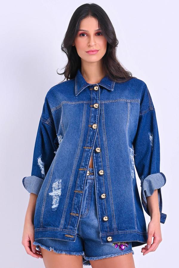 CHAQUETA CON APLIQUES Y PERLAS