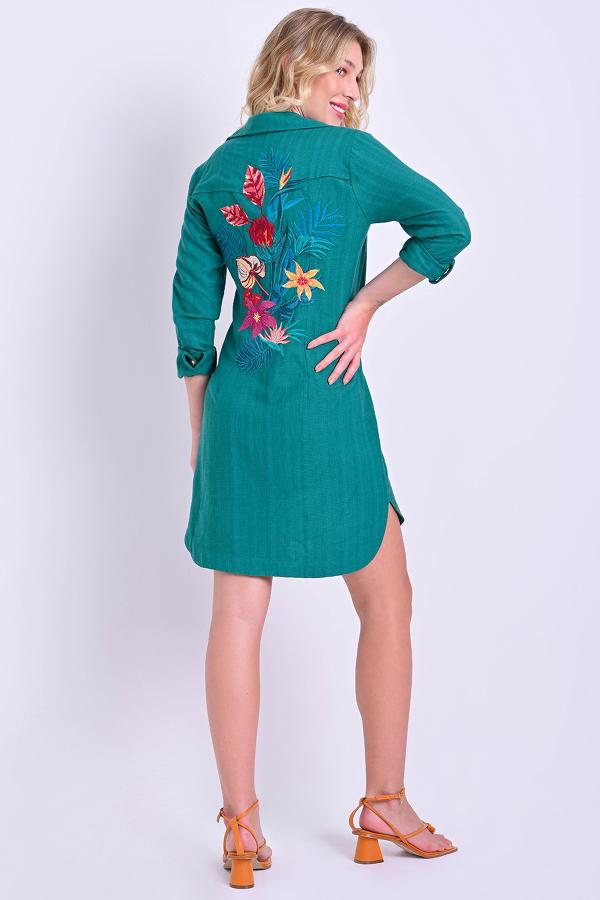 VESTIDO ESTILO CAMISA CON BORDADO