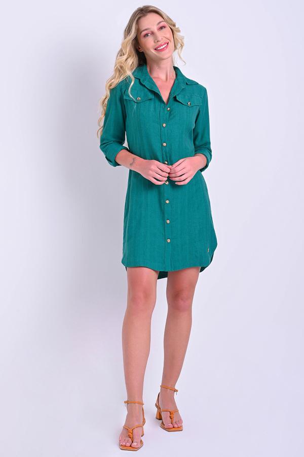 VESTIDO ESTILO CAMISA CON BORDADO