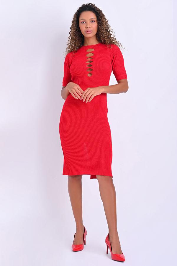 VESTIDO MIDI ESCOTE RECORTADO