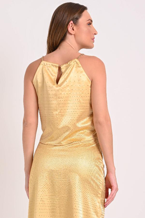 BLUZA CROPPED CON CORRIENTE EN ESCOTE