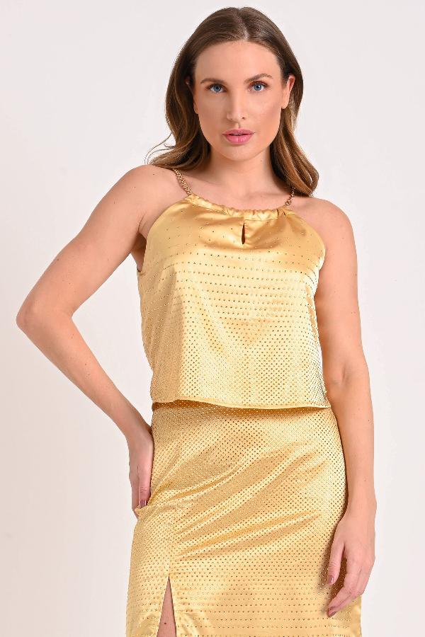 BLUZA CROPPED CON CORRIENTE EN ESCOTE