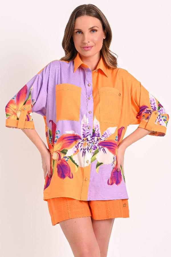 MAXI CAMISA CON BOLSILLOS FRONTALES