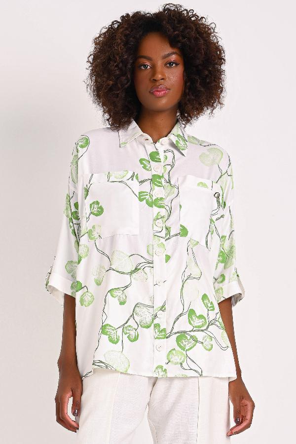 MAXI CAMISA CON BOLSILLOS FRONTALES