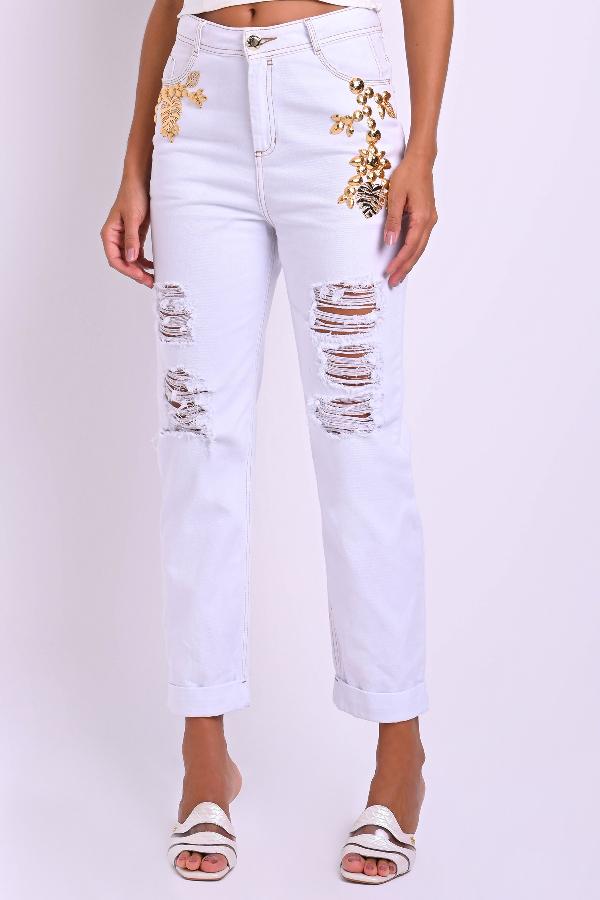 PANTALON CON APLICACIÓN EN PEDRARIA