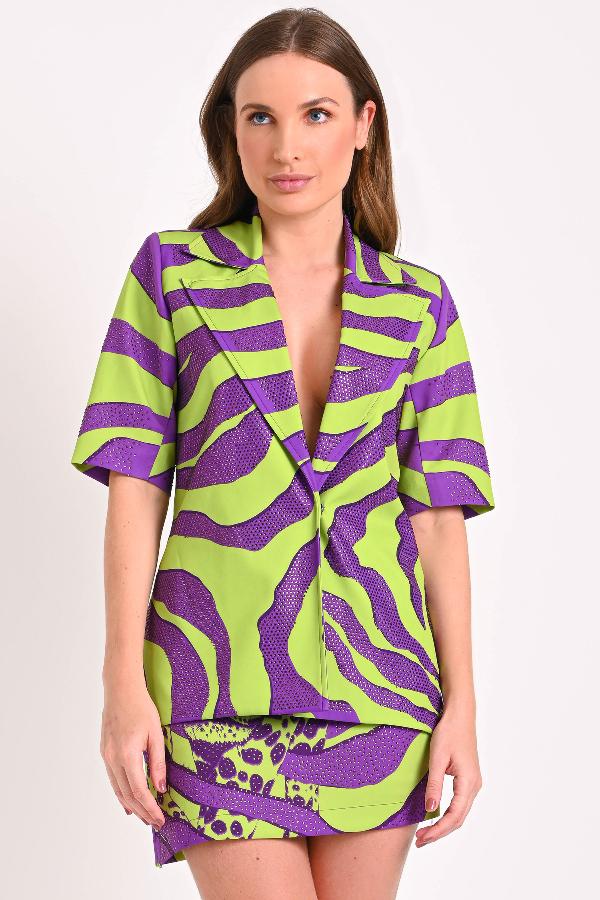 BLAZER CON CRISTALES Y ABERTURA EN MANGAS