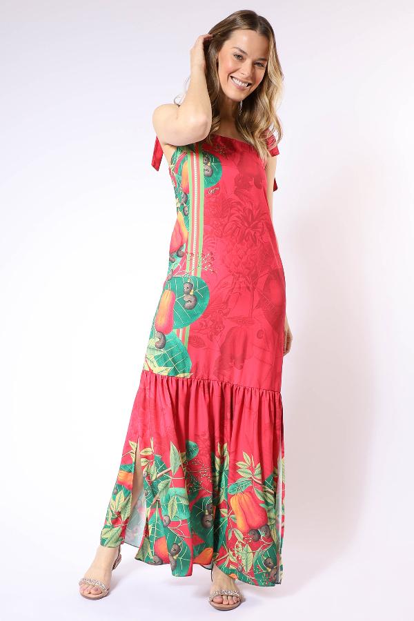 VESTIDO LARGO CON AMARRACION EN TIRAS