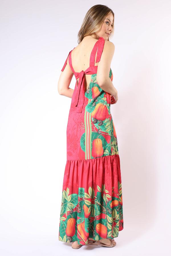 VESTIDO LARGO CON AMARRACION EN TIRAS