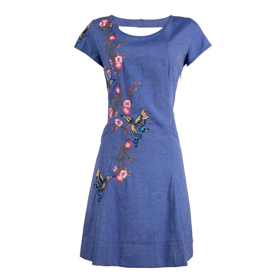 VESTIDO COM LAZO Y BORDADOS