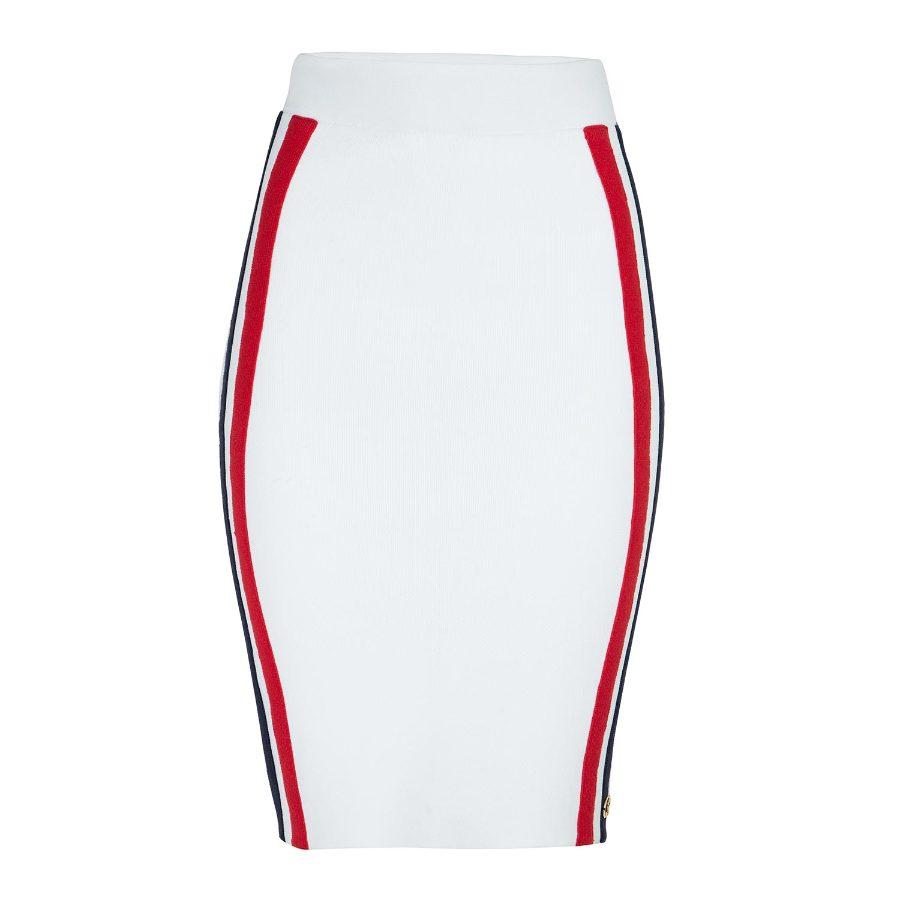 FALDA TRICOT BLANCA FRANJA LATERAL