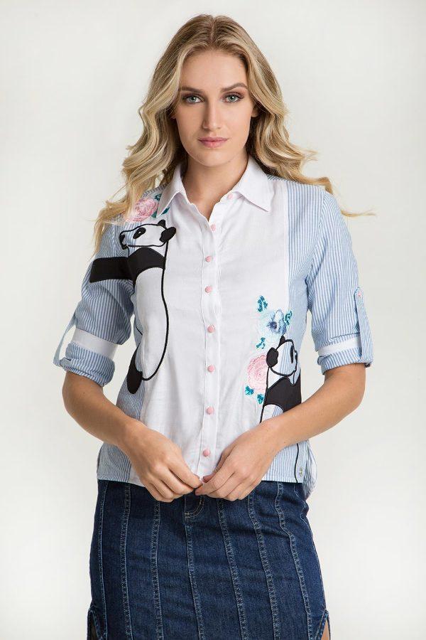 CAMISA CON BORDADO PANDA