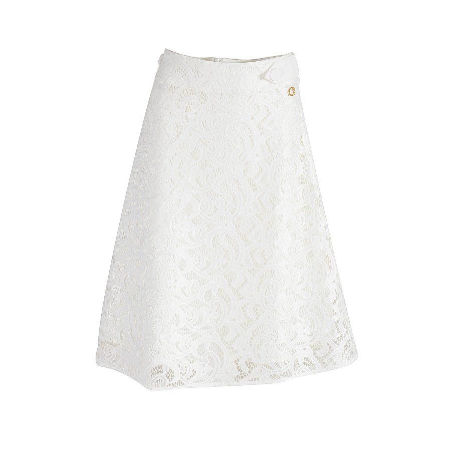FALDA MIDI GODÊ DE ENCAJE
