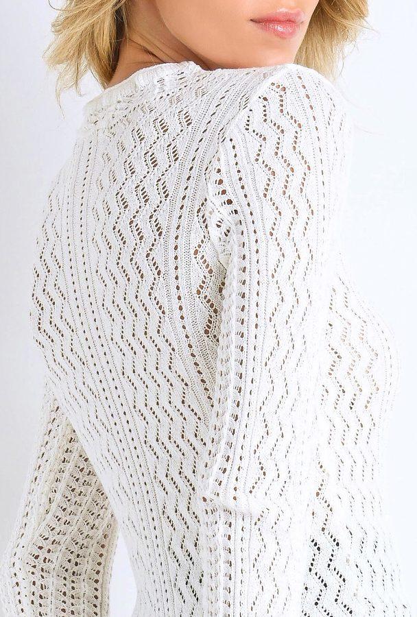 BLUSA DE ENCAJE MANGA LONGA OFF WHITE