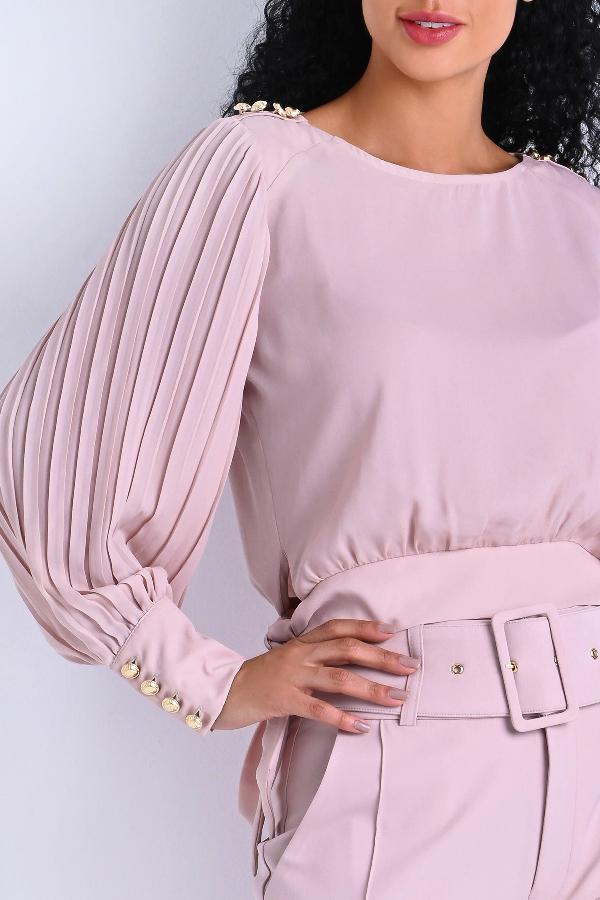 BLUSA MANGA PLISADA Y AMARRE