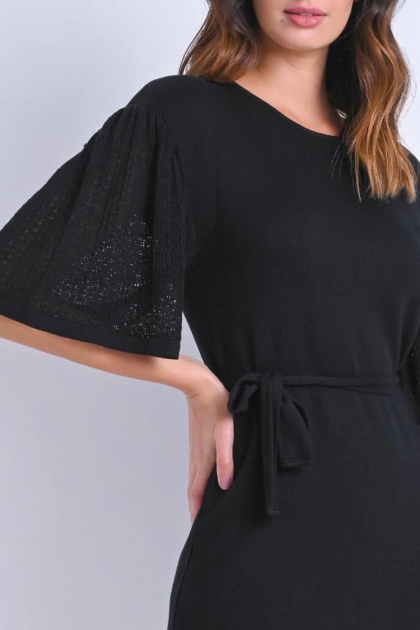 VESTIDO BASIC MANGA DE ENCAJE