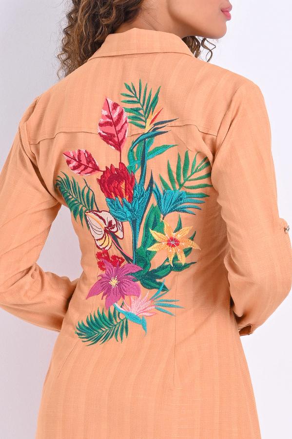 VESTIDO ESTILO CAMISA CON BORDADO