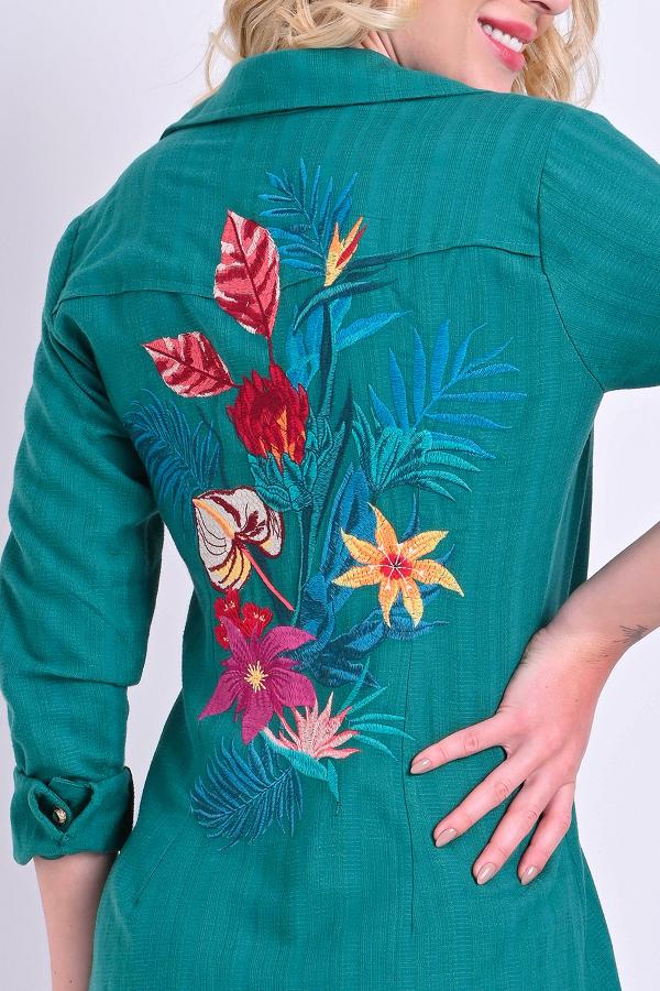 VESTIDO ESTILO CAMISA CON BORDADO