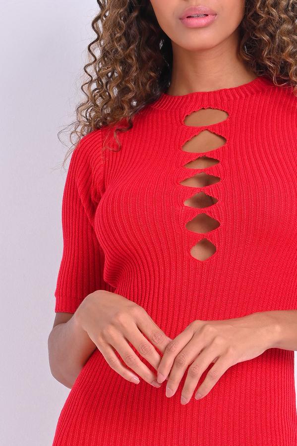 VESTIDO MIDI ESCOTE RECORTADO