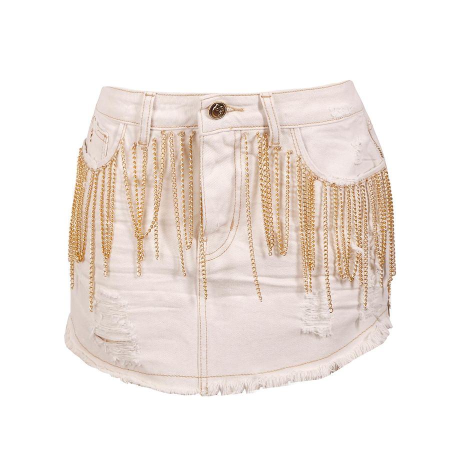 MINI FALDA COLOR CON CADENAS